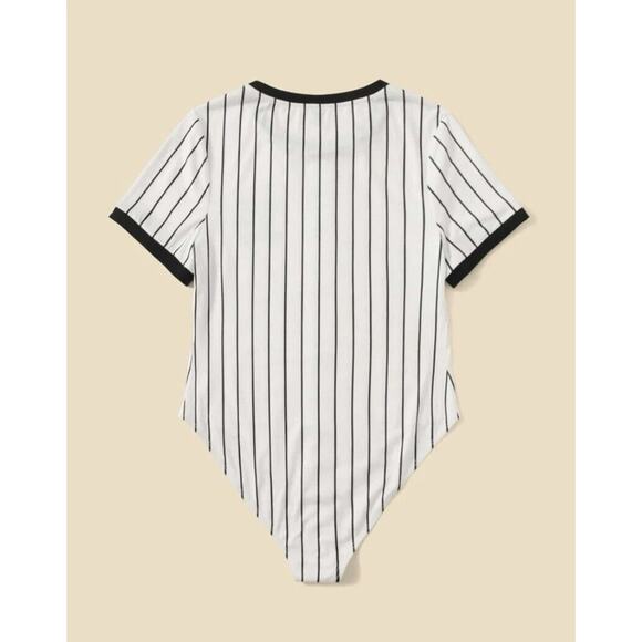 SHEIN Plus Striped & Number Contrasting Bodysuit - Picture 2 of 5